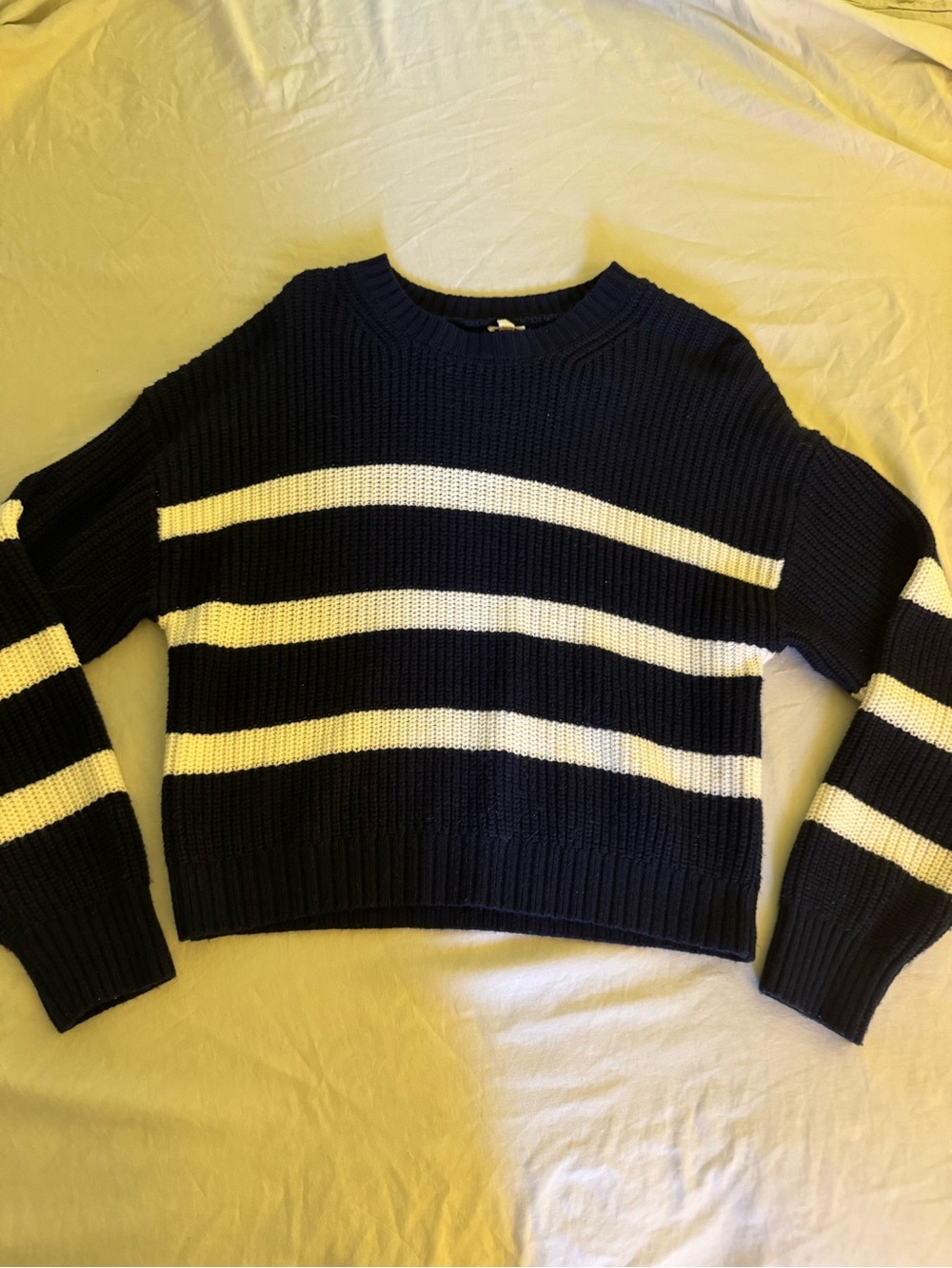Garage Striped Navy and White Women's Knit Sweater